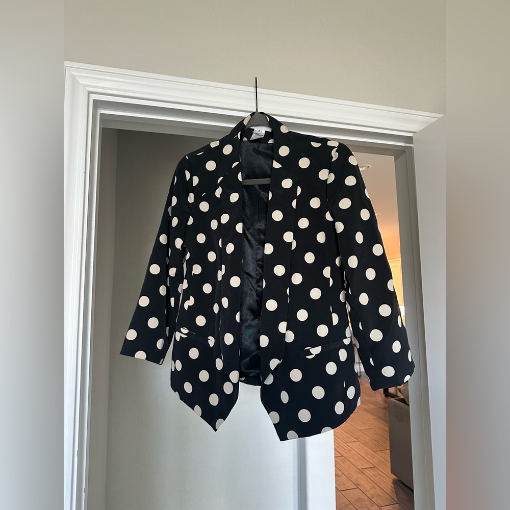 Anthropologie Black and White Polka Dot Blazer